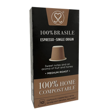 Load image into Gallery viewer, MASSIMO Espresso Single Origin 100% BRASILE -  100% Compostable Capsules
