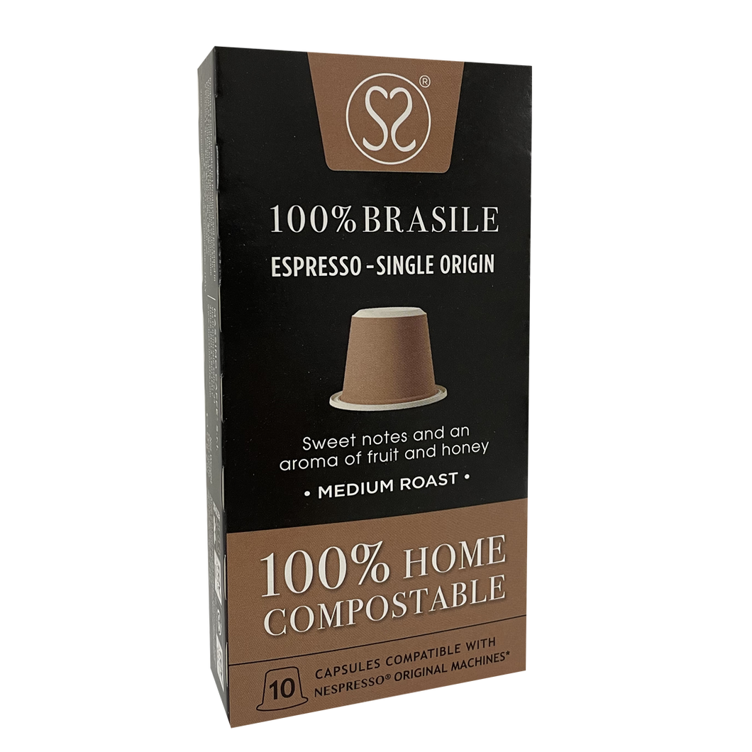 MASSIMO Espresso Single Origin 100% BRASILE -  100% Compostable Capsules